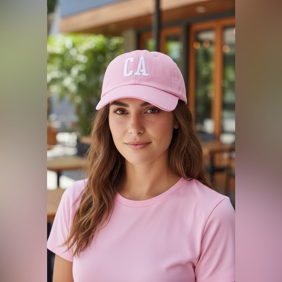 California Embroidered Cotton Baseball Cap - Pink - Picture 2 of 7